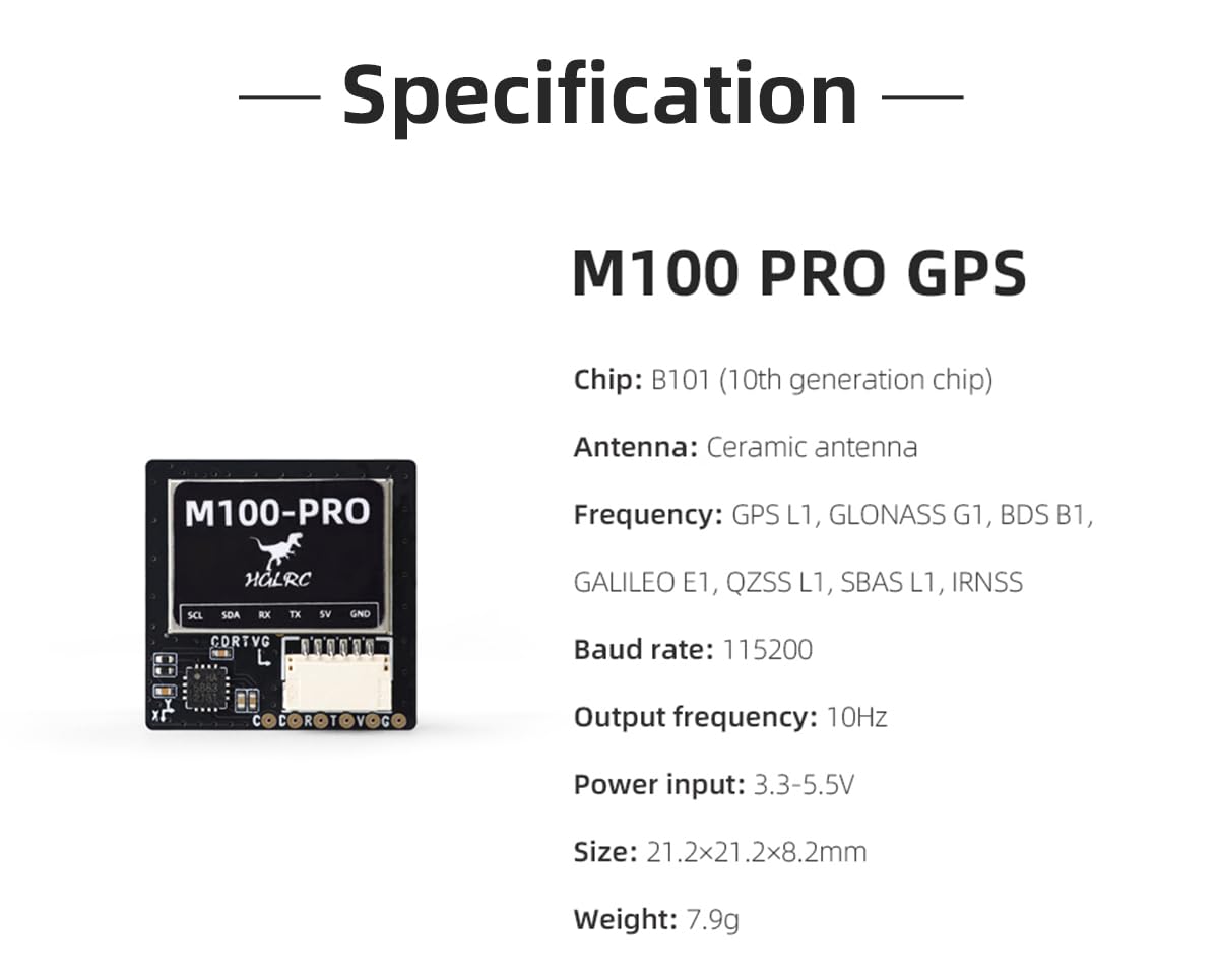 Hglrc M100 Pro GPS qmc5883l Bussola 5 - Modalità posizionamento Aggiornamento 10a generazione Chip compatibile FPV Drone ad ala Fissa