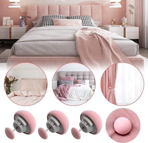 Thea Duvet Clips | Round Fixing Clips with Buttons | Non-Slip Quilt Holder | Double Sided Pin Fasteners for Linen, Fabric, Buttons, Quilt, Blanket, Cushions, Curtains (Pack of 8) 1
