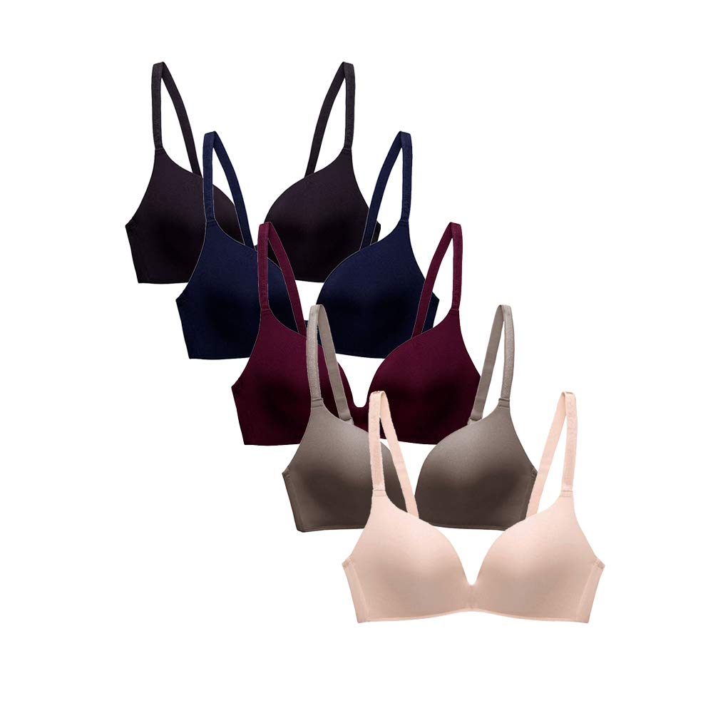 Pack of 5 Women Comfort No Wire Bras Seamless No Show Bra Pack