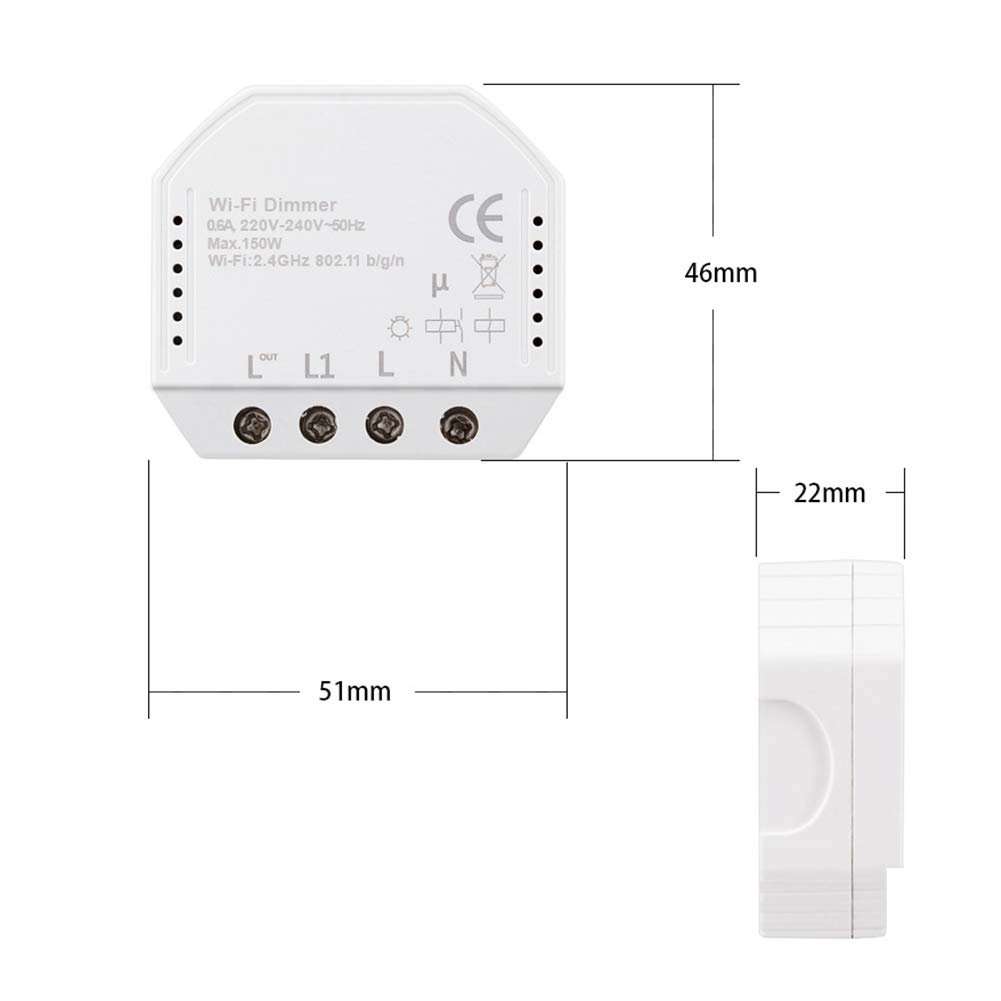 WiFi Dimmer 150W 220V-240V Home Voice Interruptor inalámbrico automático LED Luz Temporizador Electrónico DIY Controlador Smart Multifunción Módulo Control Remoto