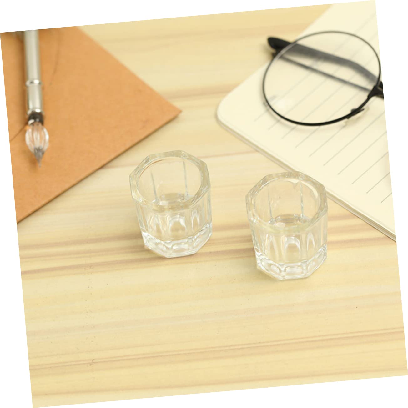 Didiseaon 8pcs Glass Nail Cleaning Cups Manicure Pen Wash Holders for Nail Art and Mixing Lightweight Portable and Easy to Use