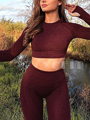 Yofit Exercise Outfits For Women 2 Pieces Seamless Yoga Outfits Gym Crop Top And Leggings Set Tracksuits 2 Piece #TOP1