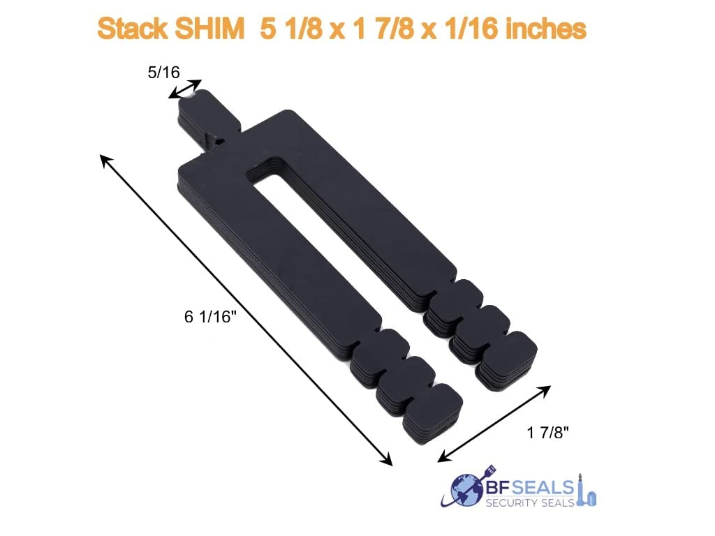 Stack Shim, 5 1/8'' x 1 7/8 x 1/16'', Stackable 2000 Pcs, Black Color Made in USA, Levelers for Windows and Doors, Flat Spacer, Shimstack, Free and Quick Delivery from USA, BFSEALS