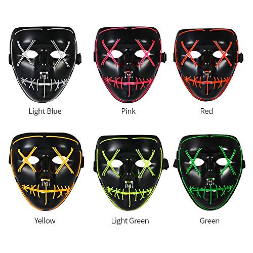 Adultos Halloween LED Light Up Máscara Halloween Costume Supplies para Festival Masquerade Cosplay P