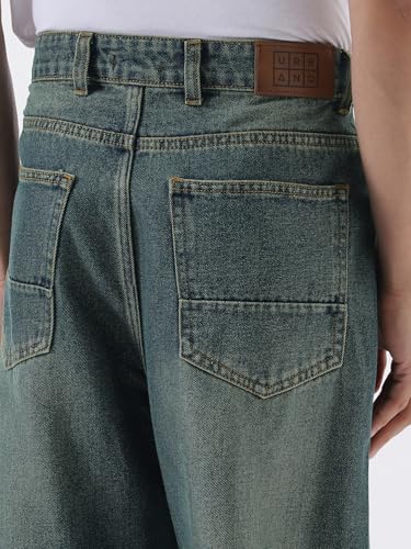 Image of Urbano Fashion Men's Loose Baggy Fit Heavy Washed Jeans Non-Stretchable