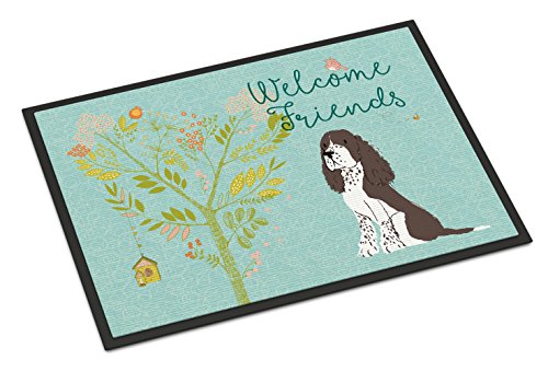 Caroline's Treasures Bb7622Mat Welcome Friends Brown Springer Spaniel Indoor Or Outdoor Mat 18X27, 27" L X 18" W, Multicolor #TOP21