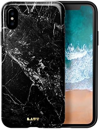 LAUT - HUEX Elements for iPhone Xs/iPhone X | Classic Marble Patterns | Durable | Wireless Charging Compatible (Marble Black)