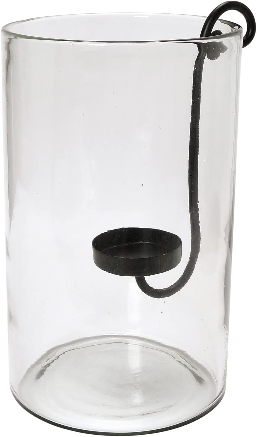 Creative Co-Op Glass Hurricane with Metal Candle Holder, Black, 12.5" H
