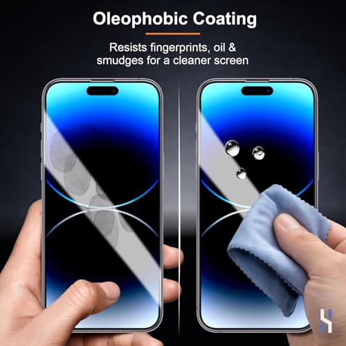 Image of Tempered Glass for iPhone 14 Pro (6.1 Inch) Military Grade 9H Screen Guard, Anti-Scratch, Shatterproof, Edge-to-Edge Full Coverage - Black Border