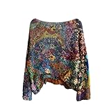 Women's Oversized Floral Art Sweater – Colorful Impressionist Style Long Sleeve Loose Knit Boho Top