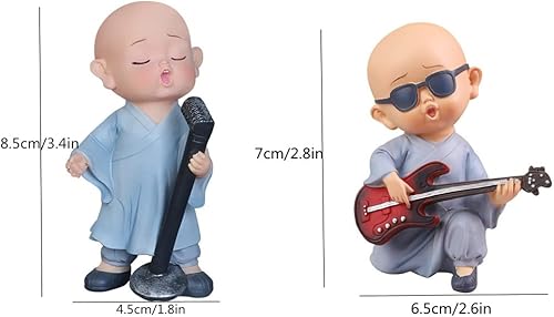 Miniatura 8 de Kingzhuo Estatua de Buda del bebé, estatua de monje de Buda, mini estatua de Buda feliz, juego de tres estantes, mesa de escritorio, decoración de