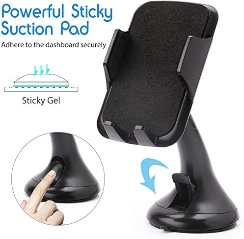 LotFancy Cell Phone Holder, Mobile Phone Car Mount, Windshield Dashboard Cradle Car Phone Mount