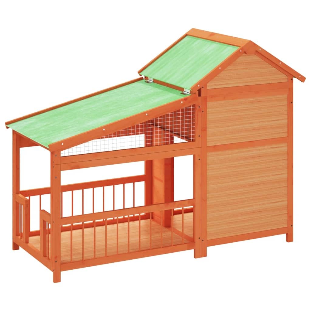 Festnight Caseta para Perros de Madera 143x60,5x109 cm Casa para Mascotas Refugio para Perros con Techo Asfáltico Impermeable Perrera Madera Balcón para Interior Exterior Natural