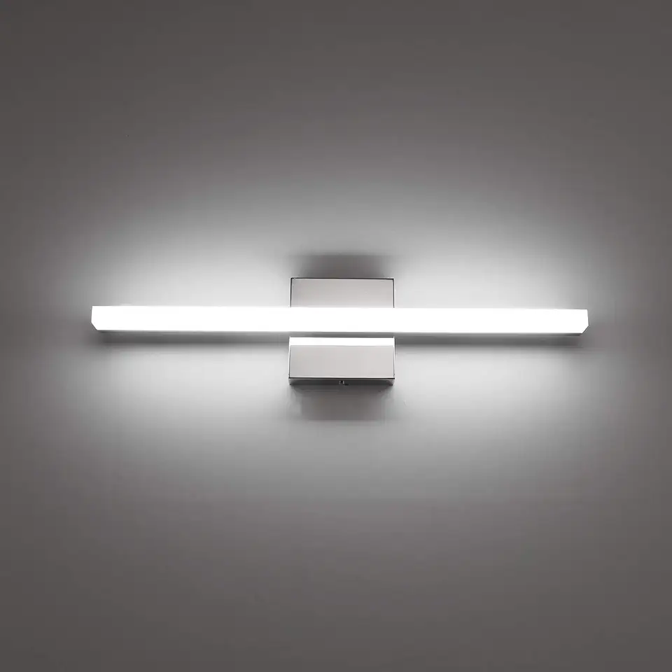 Combuh Lâmpada de parede LED para banheiro 16 polegadas 9w IP44 Espelho luminária luminária de parede interior moderna branca fria 6000K Cromada