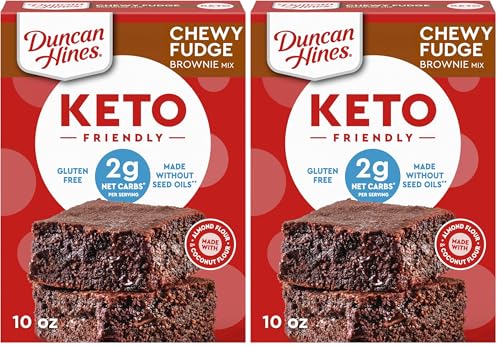 Duncan Hines Keto Friendly Brownie Mix,Chewy Fudge,Zero Added Sugar,Gluten Free,10 oz.,(Pack of 2)