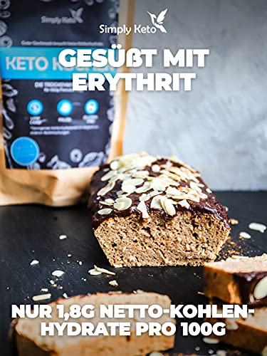 Simply Keto Lower Carb* Kuchen Backmischung - Cake Mix für 12 Muffins, einen Kastenkuchen oder Tortenboden - Nur 1,8g Netto-Kohlenhydrate pro 100g - Geeignet für Low Carb & Ketogene Ernährung - 350g