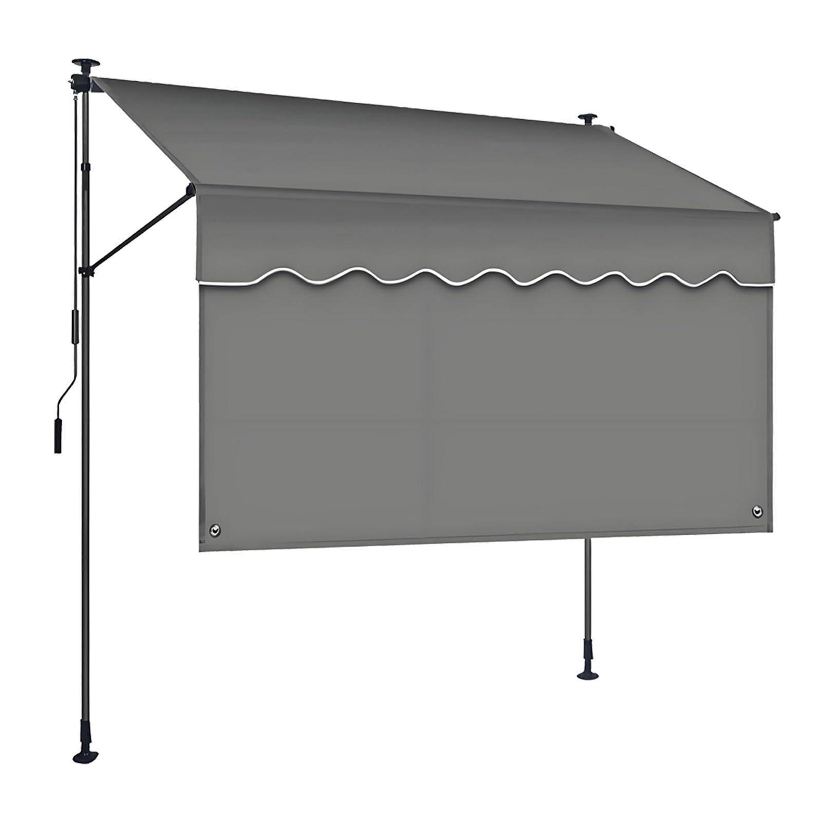 CTREVL Retractable Patio Awning, Manual Retractable Awnings for Patio with Privacy Curtain, Manual Retractable Awning Adjustable angle and height for Backyard Garden Balcony(Dark grey,2m/6.5ft)