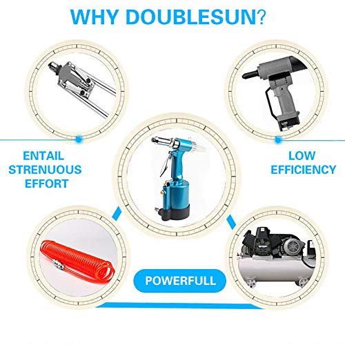 Doublesun Heavy Duty Air Hydraulic Riveter-Professional Pop Pneumatic Riveting Gun Rivet Tool With Nose Pieces #TOP5