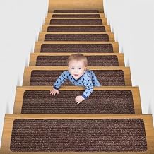 Stair Treads Carpet, Non-Slip Carpet Stair Runner, Indoor Self Adhesive Stair Carpet Treads Perfect for Kids Elders and Dogs,Brown,2PCS