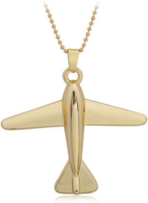 WLLAY Simple Tiny Gold Flying Airplane Paper Plane Pendant Necklace Cute Lovely Jet Fighter Travel Jewelry for Women Men