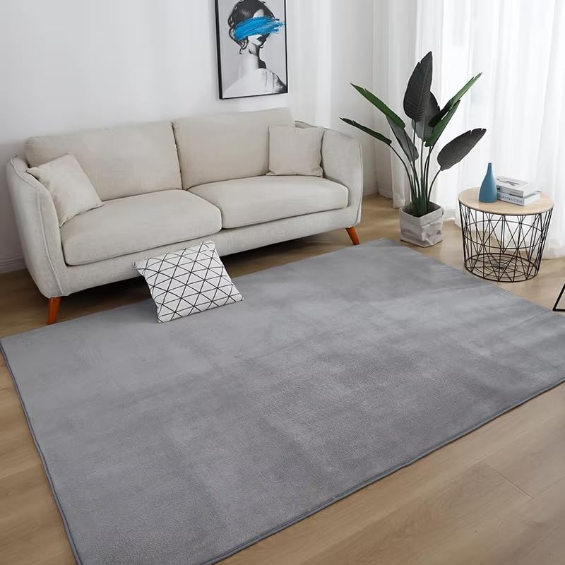Tapis gris salon 240x300 antidérapant grand format pour chambre et canapé