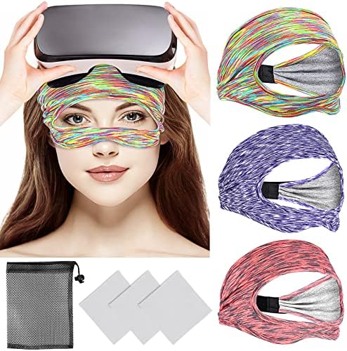 VR Mask for Oculus Quest 2 Accessories,Oculus Sweat Guard for Quest 2,VR Oculus Face Cover with Adjustable Sizes HMD Padding VR Sweat Band(3pcs)