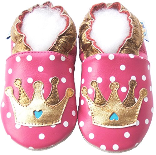 Jinwood Leather Baby Soft Sole Shoes Boy Girl Infant Children Kid Toddler Crib First Walk Gift tiara fuchsia 0-3Y (fuchsia, US Footwear Size System, Toddler, Women, Age Range, Medium, 0 Months, 6 Months)