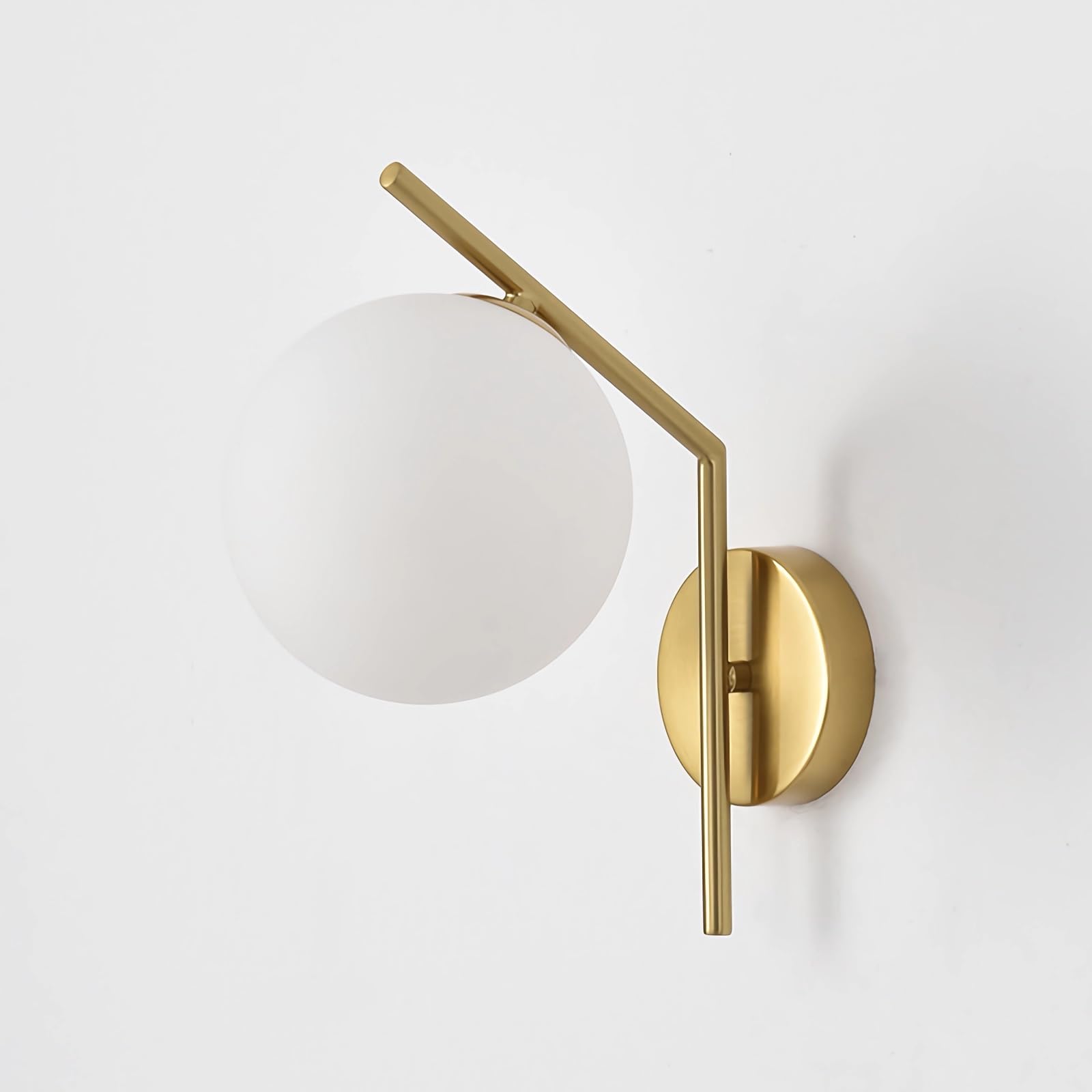 Lampada da Parete Moderna, Applique da Parete con Sfera in Vetro in Stile Mid-Century per Camera da Letto, Soggiorno, Comodino, Sala da Pranzo E Bagno,d'oro,E