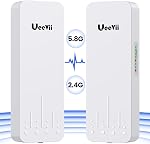 UeeVii Pont sans fil à double bande Gigabit & WiFi 6 Routeur AX3000 Kit 5,8GHz/2,4GHZ, 5KM Point à point, étendre le réseau à l'extérieur, résistant aux intempéries, 24V PoE/12V DC, prêt à brancher