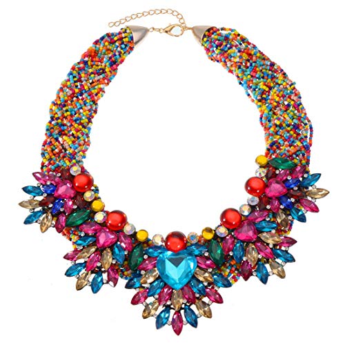 Fashion Jewelry Christmas Gift Multicolor Resin Acrylic Beads Cluster Chain Choker Collar Crystal Rhinestone Bib Statement Pendant Necklace - Image 4