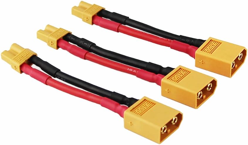 3pcs Male XT-60 to Female XT-30 Connector Adapter XT30 XT60 FPV Cable 16awg 1.96inch(pack of 3)