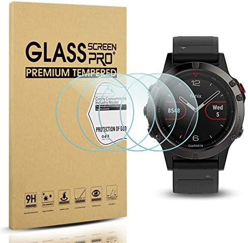 Diruite 4-Pack for Garmin Fenix 5 Tempered Glass Screen Protector (Not Fit for Fenix 5 Plus), 2.5D 9H Hardness Ultra-Thin Tempered Glass Screen Protective Film [Anti-Scratch]