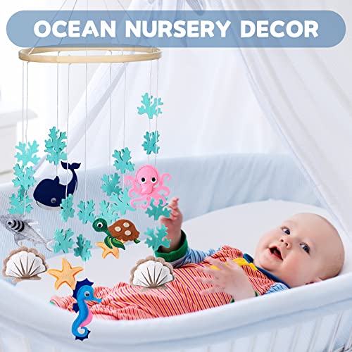 Woodland Ocean Mobile For Crib Jungle Baby Nursery Mobiles Forest Safari Mobile For Crib Baby Mobiles Animals Woodland Nursery Decor For Baby Boys Toys Girls Room Decor (Sea Animal) #TOP4