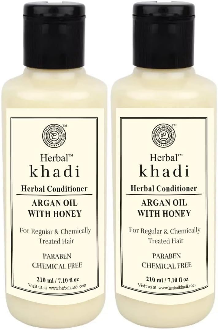 Herbigiri Herbal Natural Herbal Conditioner Argan Oil with Honey, Paraben Chemical Free, Light Yellow, 420 ml