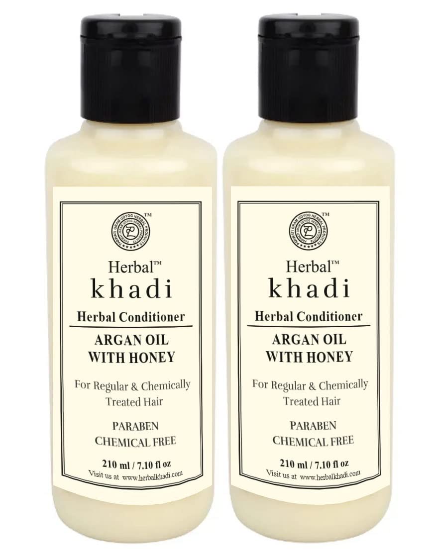 Herbigiri Herbal Natural Herbal Conditioner Argan Oil with Honey, Paraben Chemical Free, Light Yellow, 420 ml