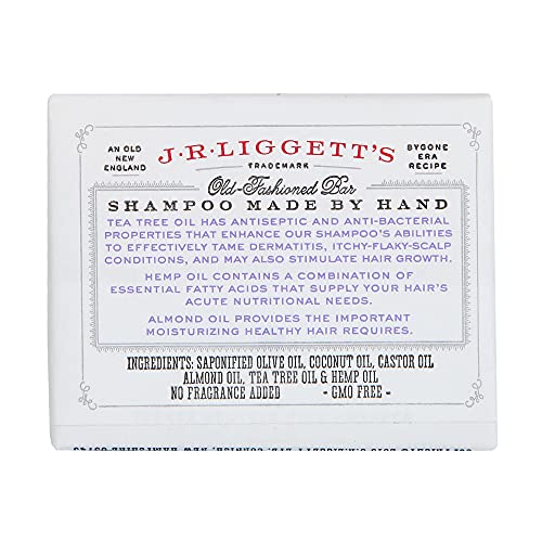 J·r·liggett's All-Natural Shampoo Bars - Tea Tree & Hemp Oil Formula, Strong And Healthy Hair, Nourish Follicles With Antioxidants & Vitamins, Detergent And Sulfate-Free, Set Of Three, 3.5 Ounce Bars #TOP1