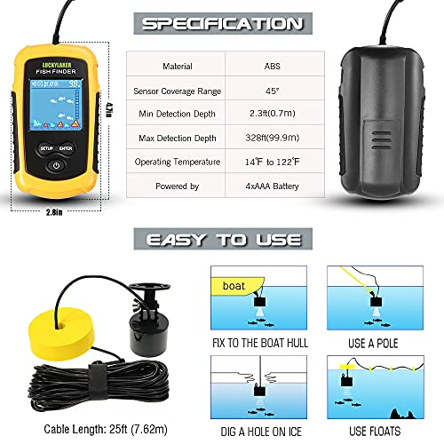 Luckylaker Kayak Handheld Fish Finder Fishing Boat Depth Fishing Finder Display Sonar Fish Finder Portable Lcd Boat Canoe #TOP5