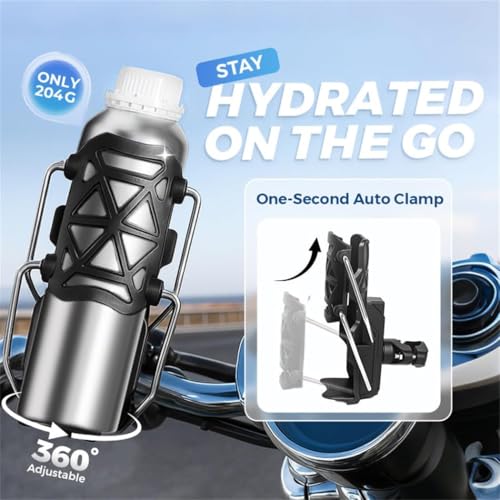 Image of Yobbo Bike Cup Holder, Motorcycle Water Bottle Holder 360 Rotation Adjust Bicycle Handlebar Water Bottle Cages, Upgraded Expandable Design Drink Holder for Bicycle, Motorcycle, ATV