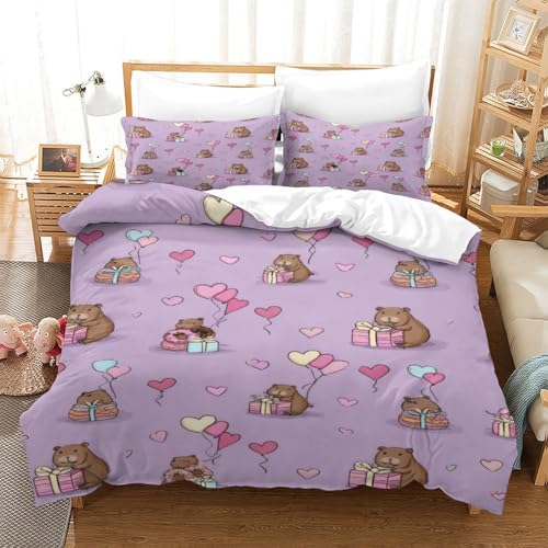 Housse de couette capybara 200x200 parure lit microfibre imprimée - 3