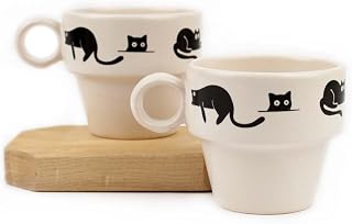 Kara Kedi 2'li Espresso Bardak Seti - Hediye Seramik Fincan