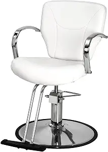 Buy-Rite Arctic Hydraulic Styling Chair White Vinyl Chrome Base