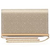 ACILICI Champagne Gold Clutch Bag For Women, Women's Sequins Evening Bag with Detachable Chain, Handbag For Wedding Party Bridal Prom, Small Crossbody Bag