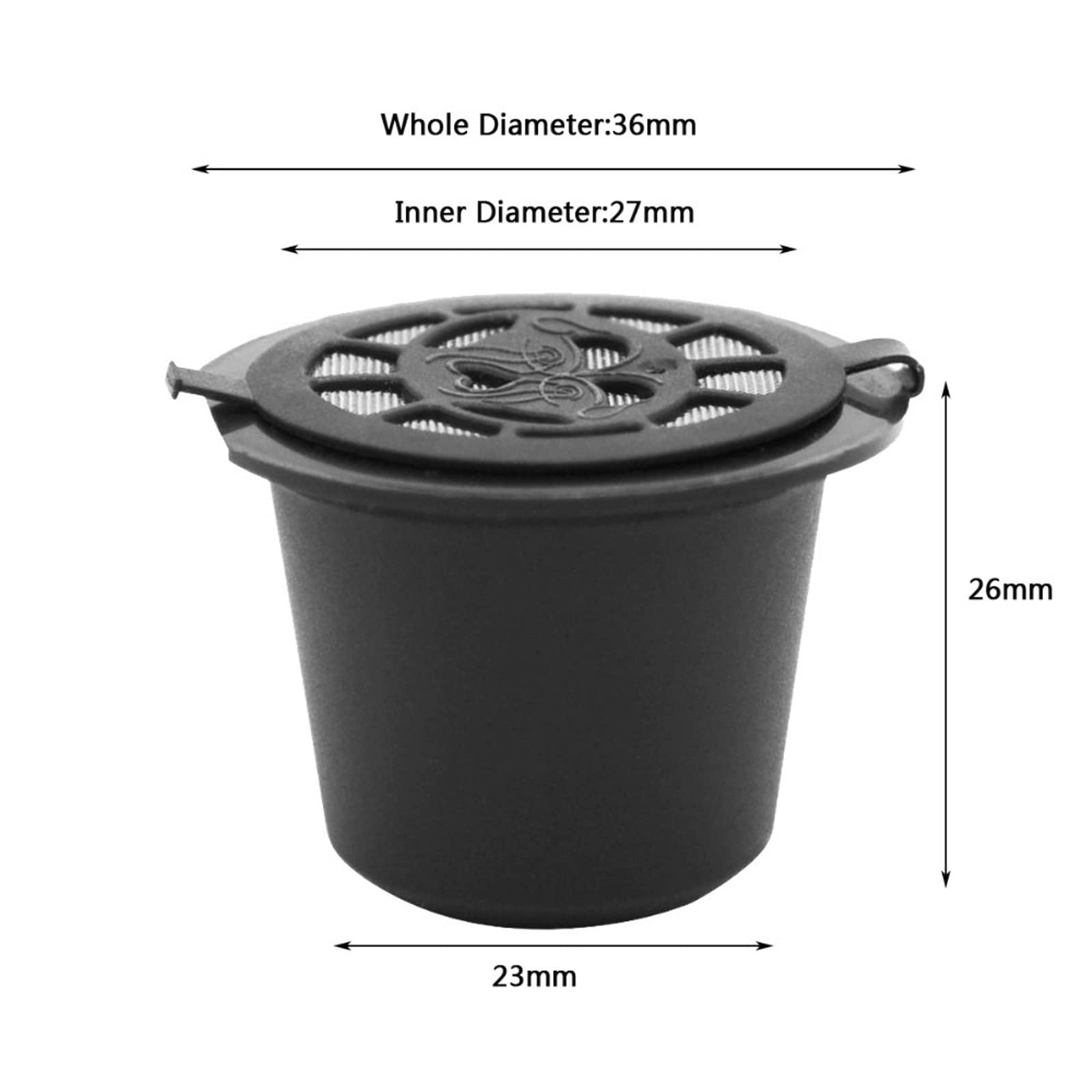 JINGYAN Filtry do kawy Reusable Coffee Capsules Cup With Spoon Brush Black Refillable Capsule Refilling Filter Coffeeware Gift