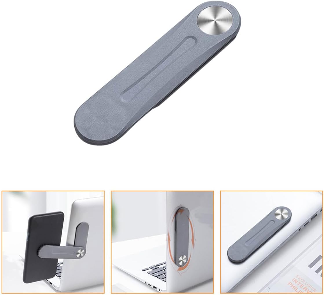 Alipis Foldable Portable Phone Holder and Laptop Monitor Stand with Fixed Clip, Dark Gray, Compact Expansion Bracket for Mobile and Computer Use image 5