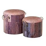 puff imitacion tronco  Puffs baúl de Madera tapizados Marrones rústicos para salón Bretaña - LOLAhome