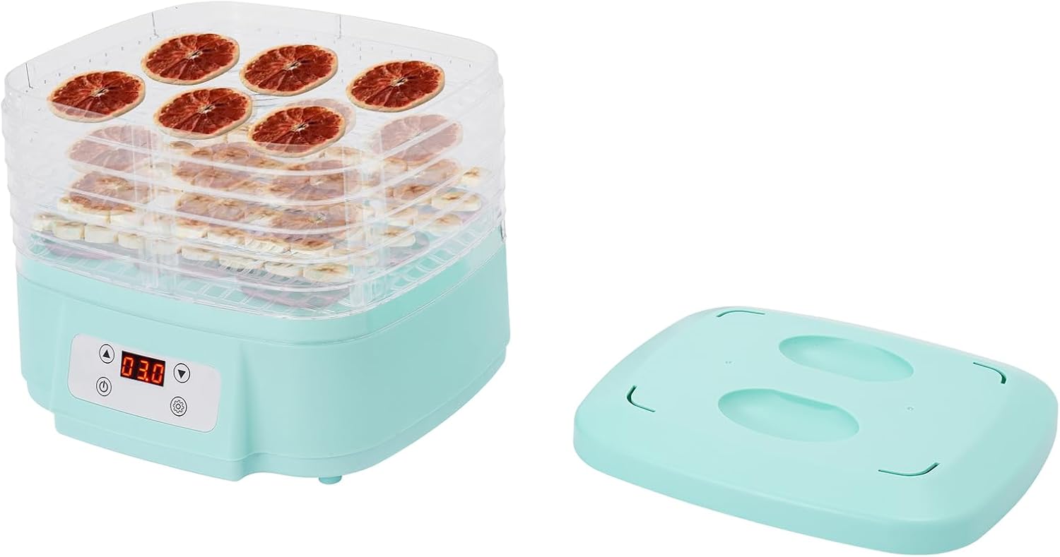 Food Dehydrator Machine, Adjustable Timer&Temperature Fruit Drying Machine with Practical Lid, Home fruits Dried Machine-24 Hour Timer (6 Tiers)