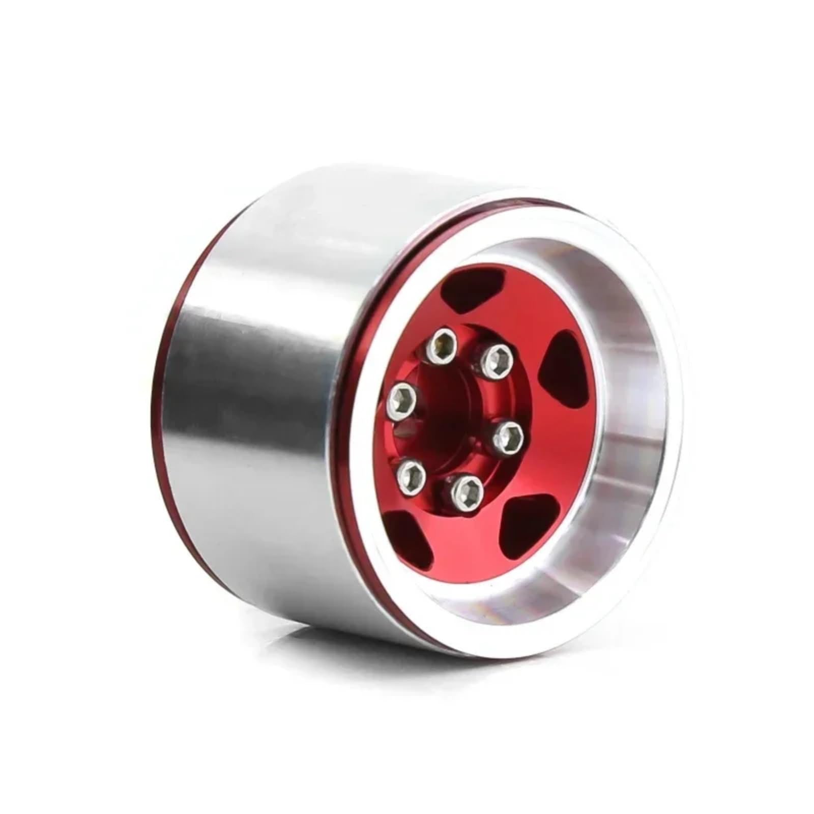RC Beadlock Cerchi Ruota Per Axial Per SCX24 AX24 Per TRX4M 1/18 Cerchio Beadlock Da 1,0" Mozzo In Acciaio Stampato A Piatto Profondo Parti Aggiornamento Auto Cingolate RC(Red)