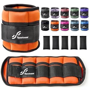 Sportneer Enkelgewicht, verstelbare gewichtenset bij de enkel, polsriem aan de pols, 0,45 kg – 2,25 kg (per enkel)/0,9 kg – 4,5 kg (per paar), 2 verpakkingen