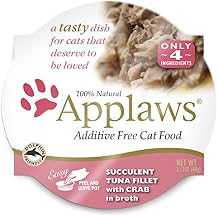 Applaws Succulent Tuna Fillet with Crab Cat Food Cups, 100% Natural, 18 x 2.12 oz