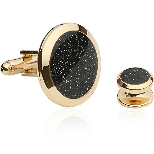 Cuff-Daddy Mens Black Gold Diamond Dust Cufflinks and Studs by Cuff-Daddy - Used condition - Image 2